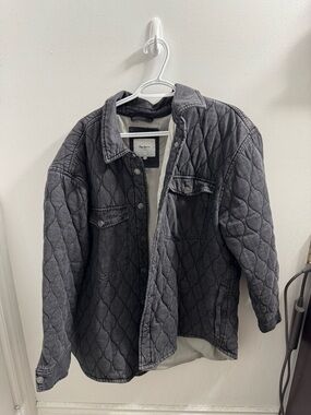 Pepe Jeans Quilted Charcoal Gray Shirt Jacket